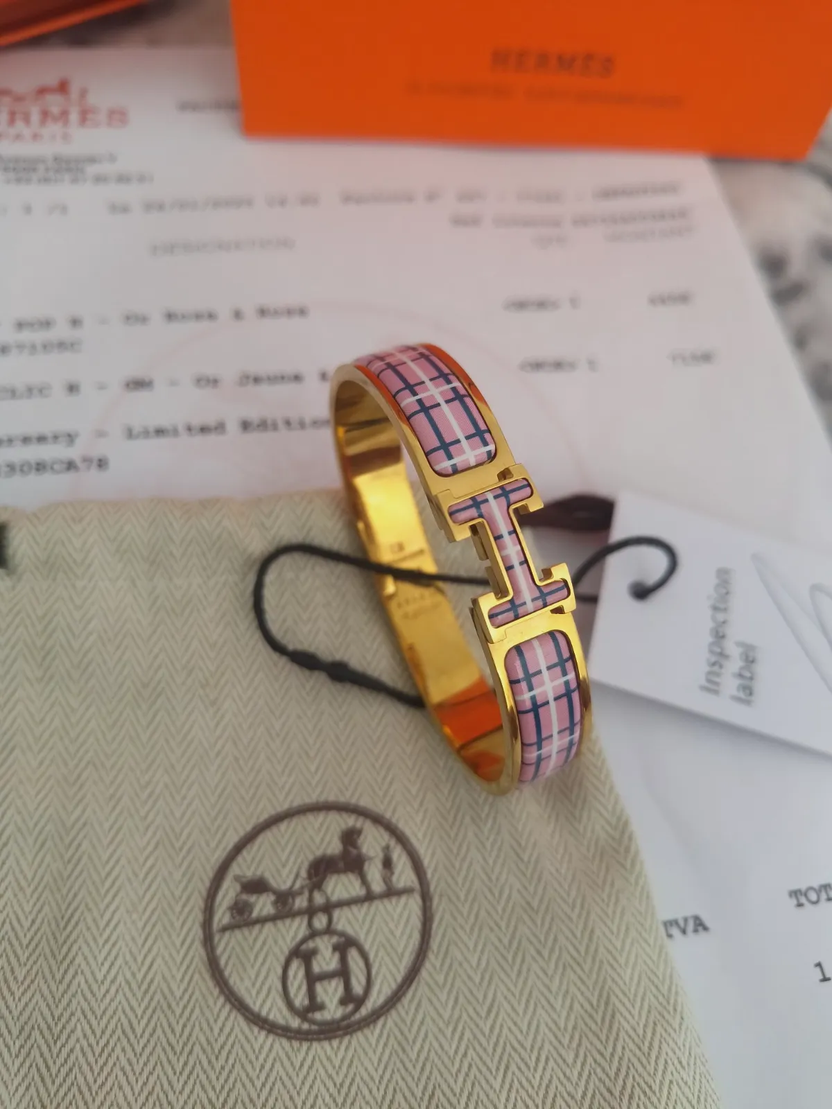 Bracelet Hermès Clic H émaillé motif carreaux – Hermès – taille Taille unique 6