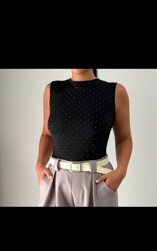 Black Sparkle Sleeveless Top