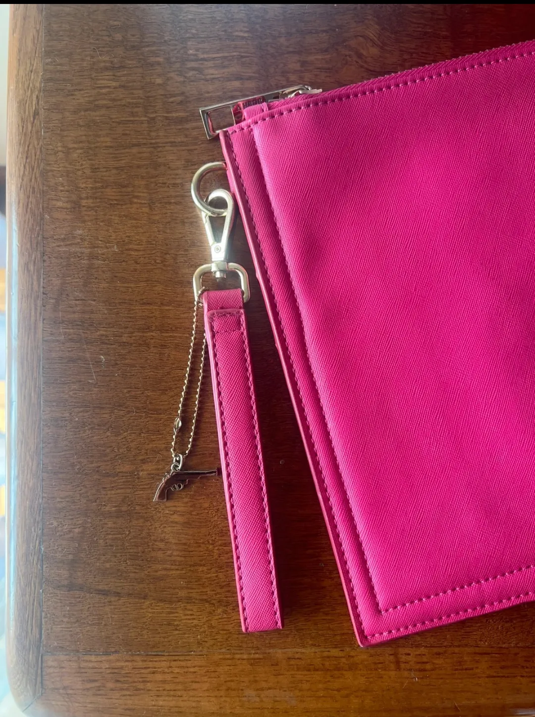 Pink Leather Clutch Wallet 3