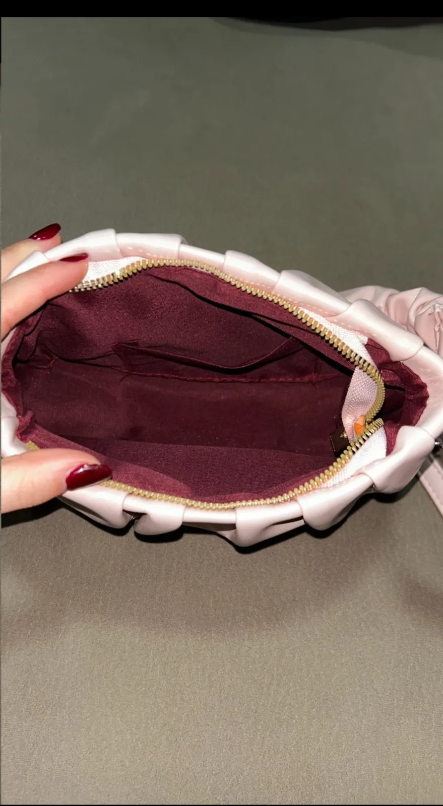 Sac à main froncé rose poudré 2