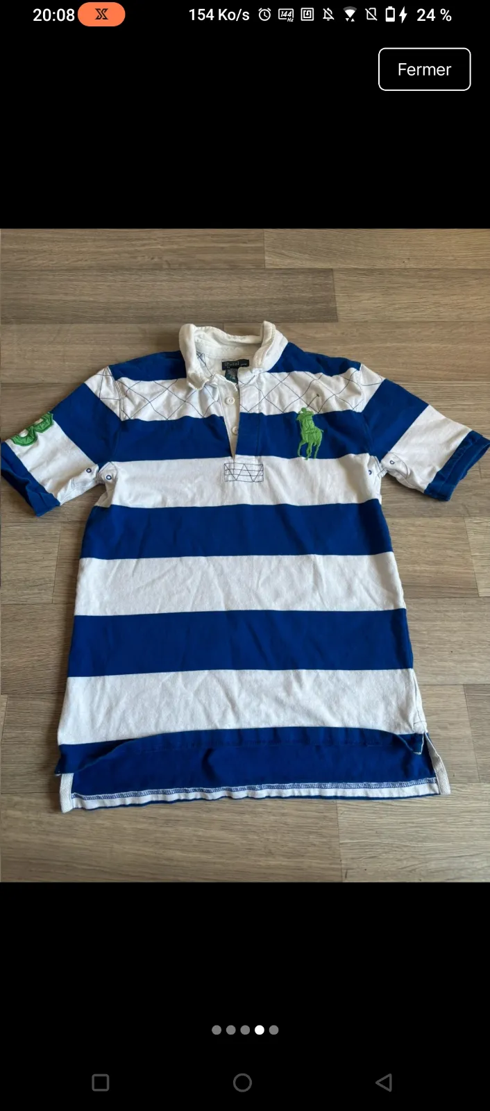 Polo rugby Polo Ralph Lauren rayé bleu blanc 2