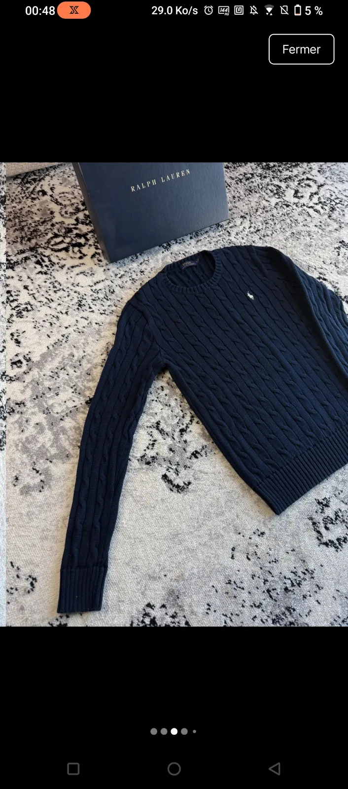 Pull Ralph Lauren bleu marine torsadé 3