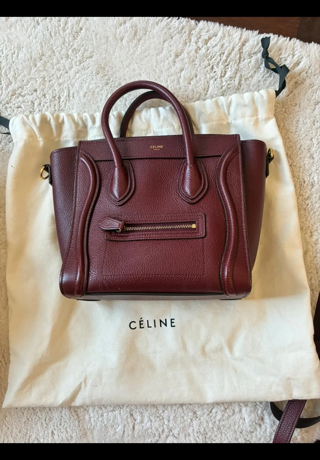 Céline Luggage Tote Bordeaux Cuir