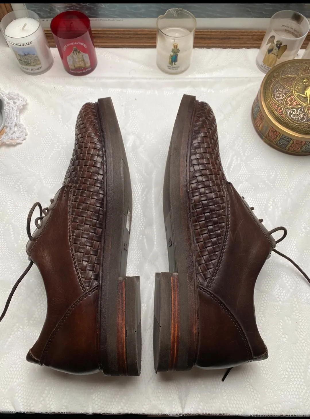 Chaussures tressées marron à lacets bata 3