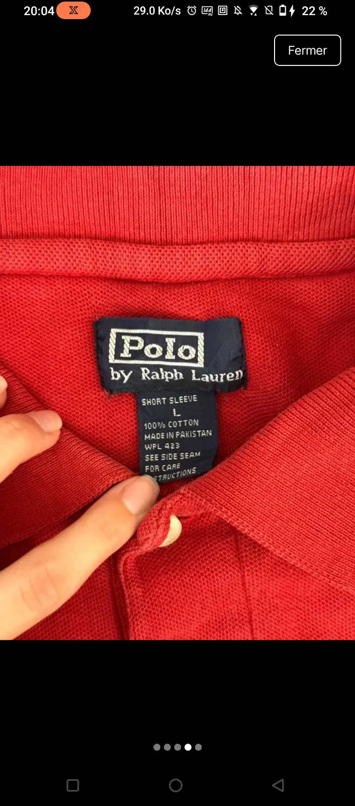 Polo rouge Ralph Lauren manches courtes homme 2