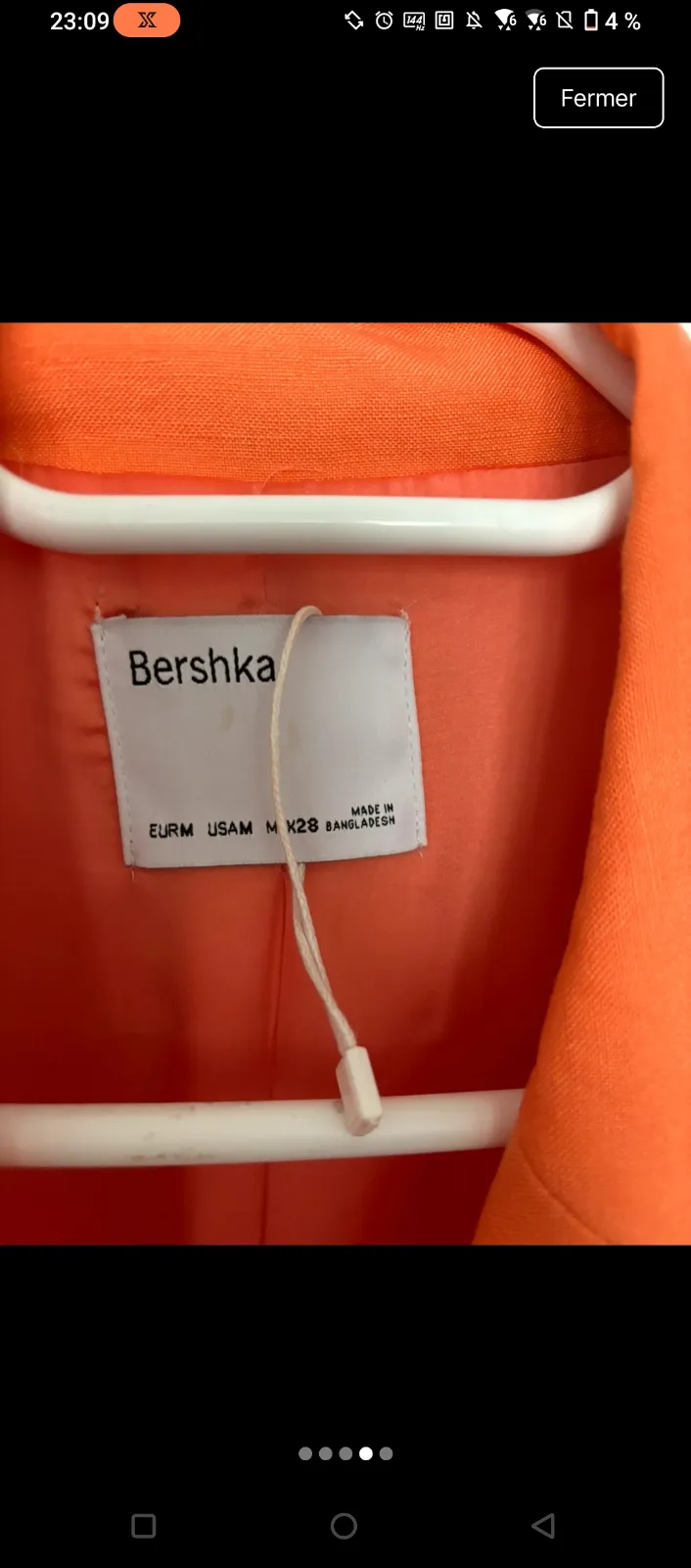 Blazer orange vif taille L Bershka 4