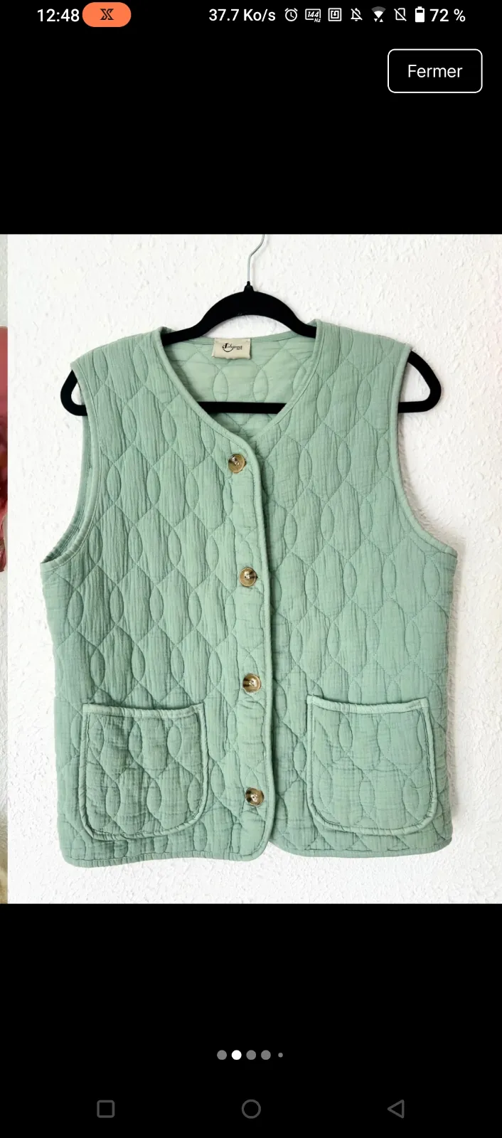 Gilet matelassé vert d'eau sans manches 2