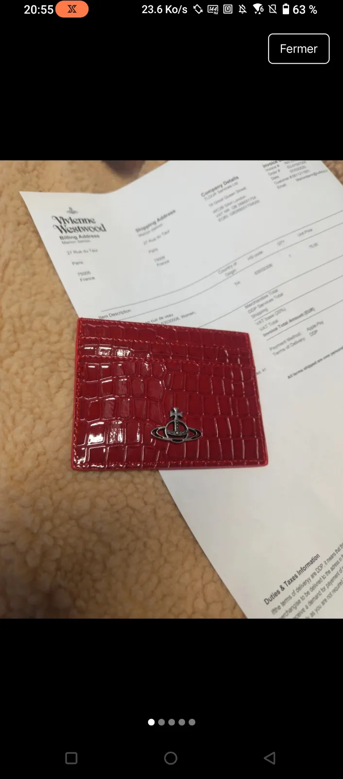 Portefeuille Vivienne Westwood rouge vernis