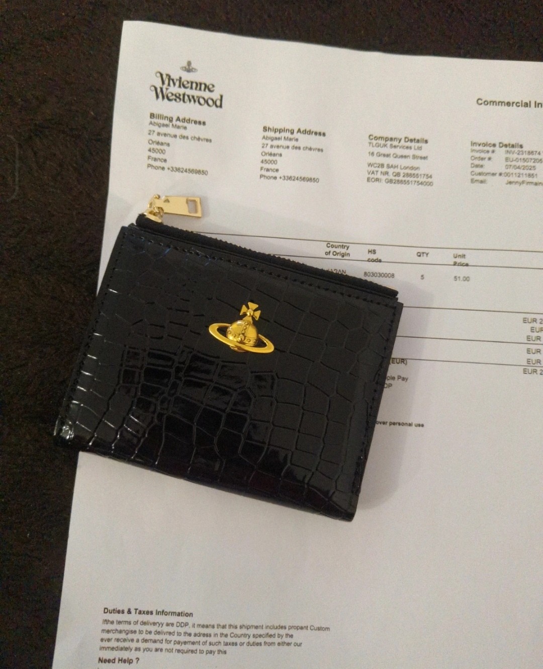 Portefeuille Vivienne Westwood noir croc 2