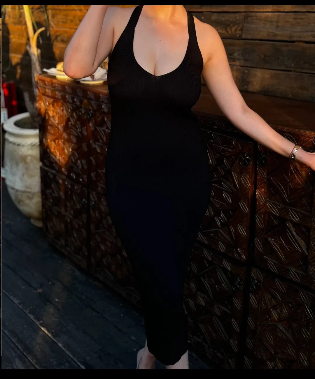 Robe longue noire élégante Zara