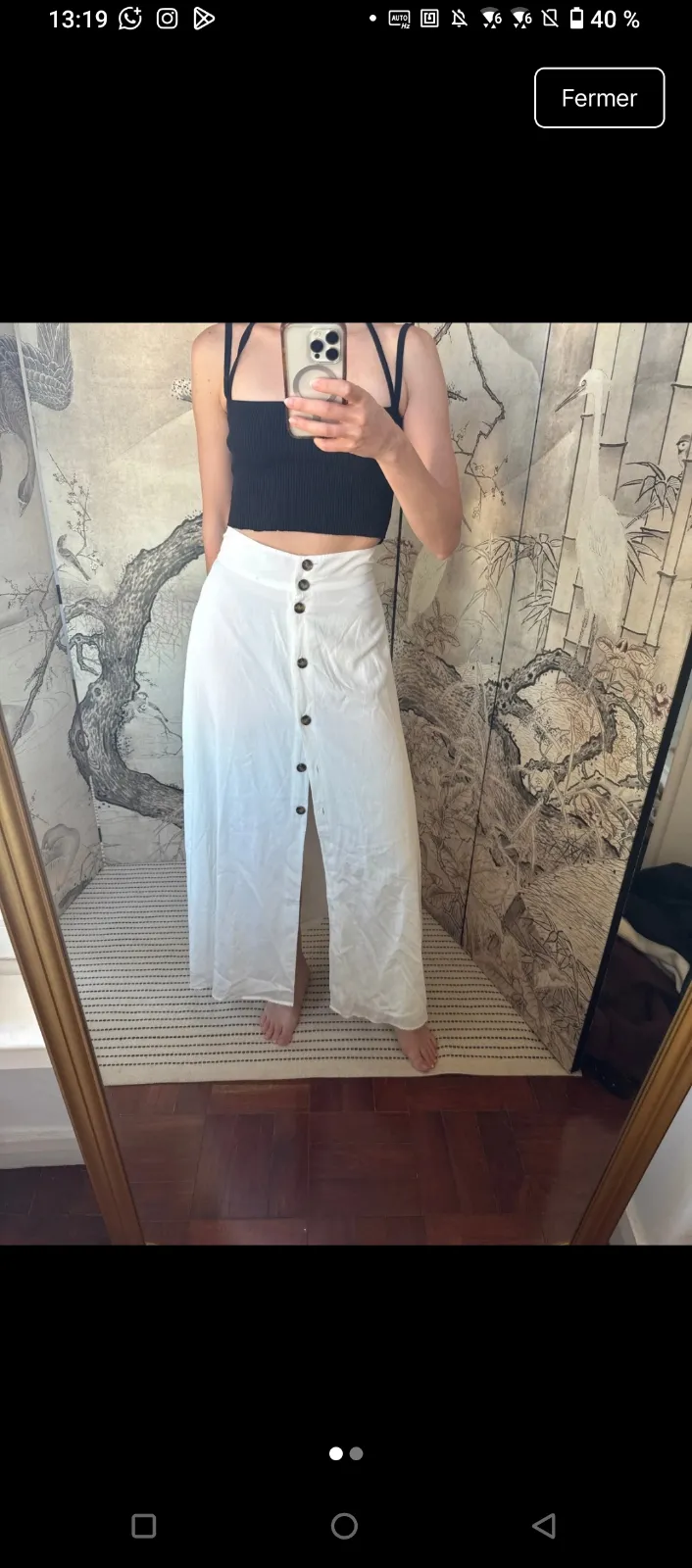 Jupe blanche boutonnée longueur midi 3