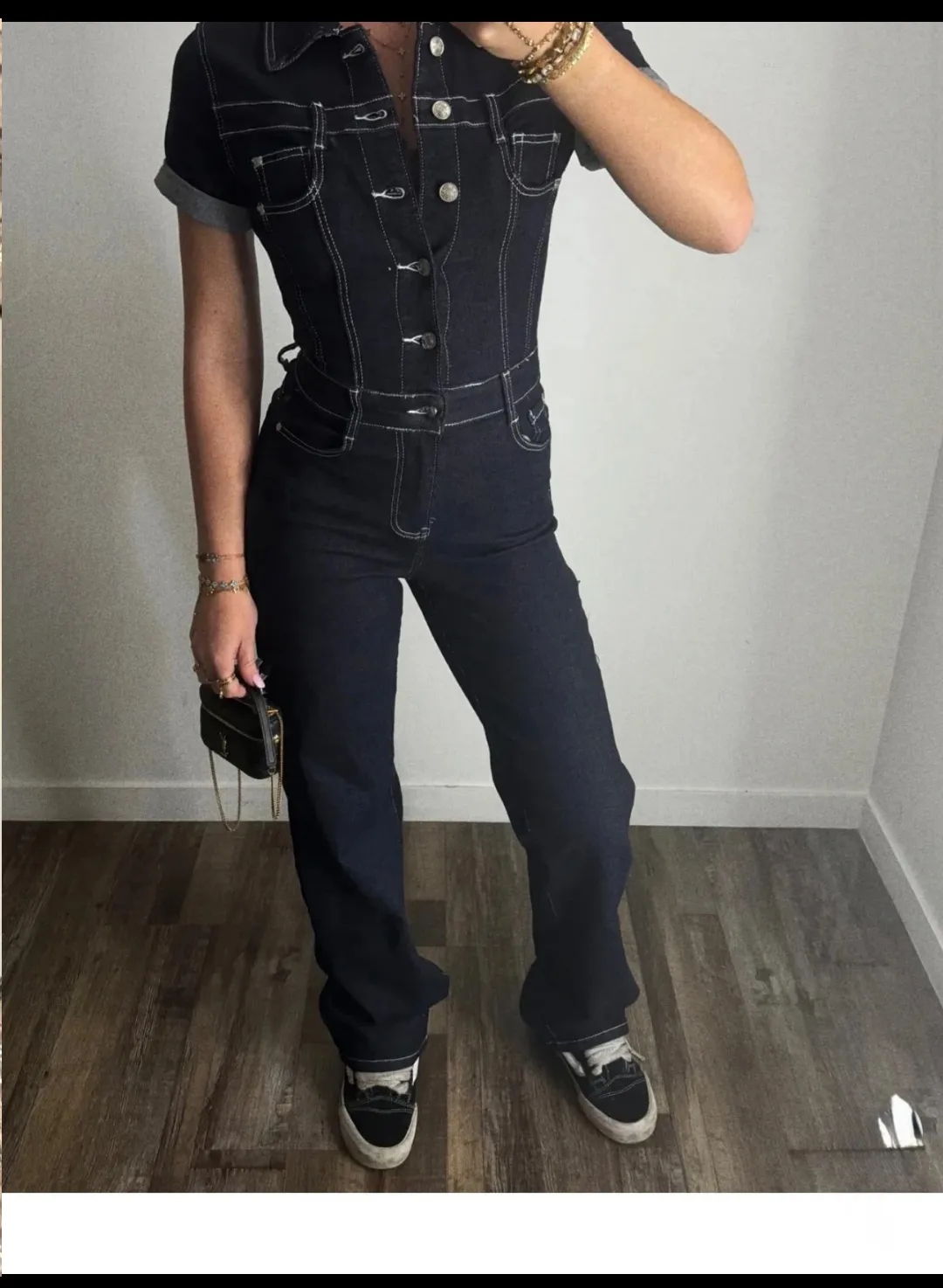 Jeans bleu marine taille haute flare 2