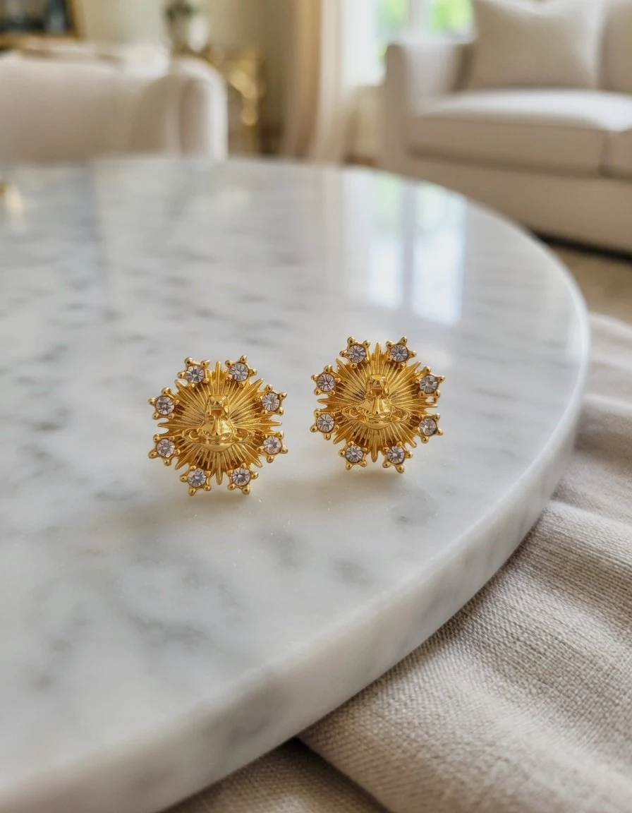 Boucles d'oreilles soleil dorées Vivienne Westwood