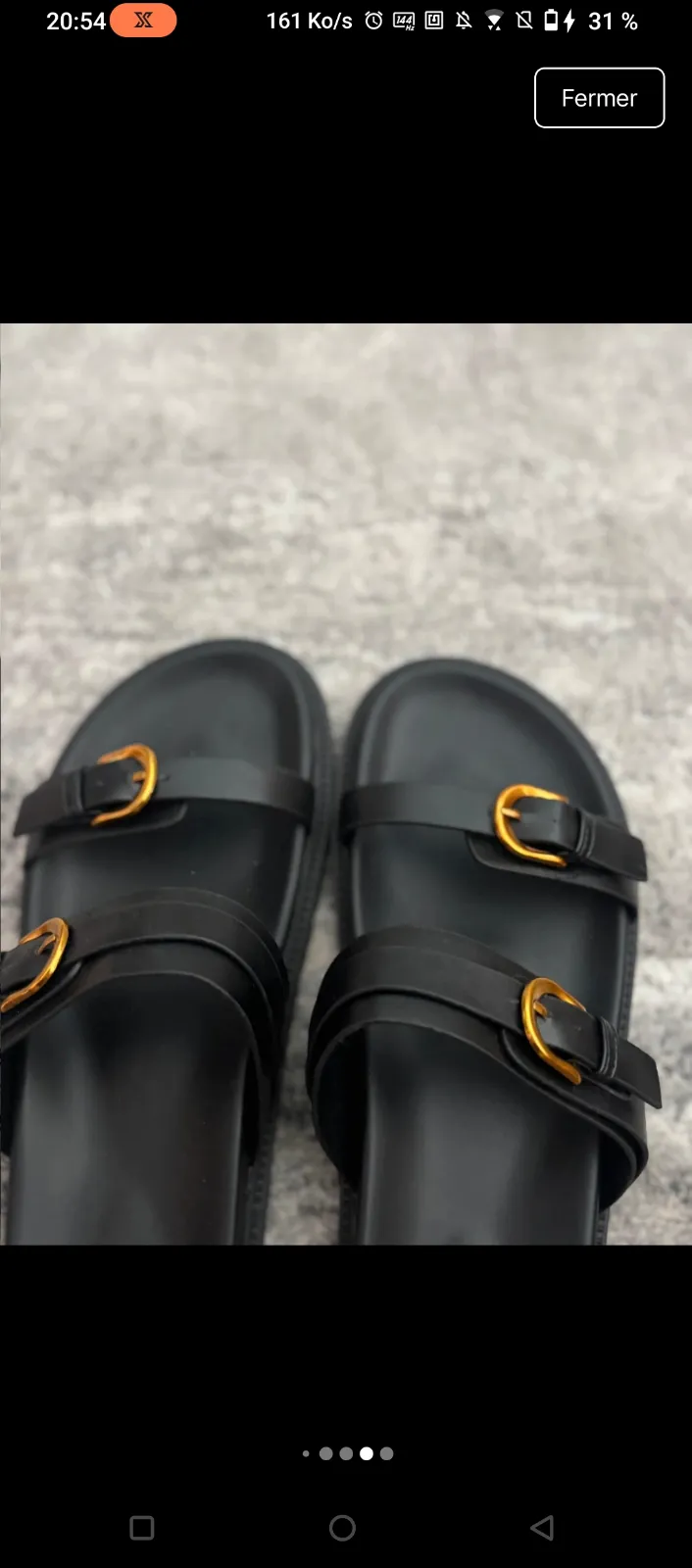 Sandales noires boucles dorées 4