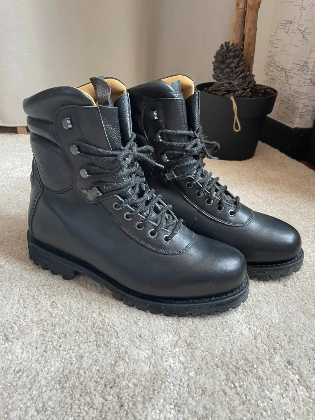 Black Leather Lace-Up Combat Boots 2