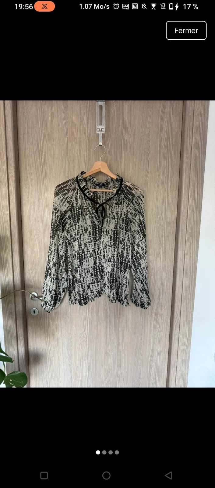Blouse motif géométrique noir blanc 4