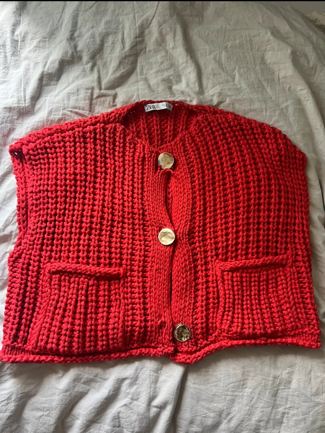 Red Knit Button-Up Vest 2