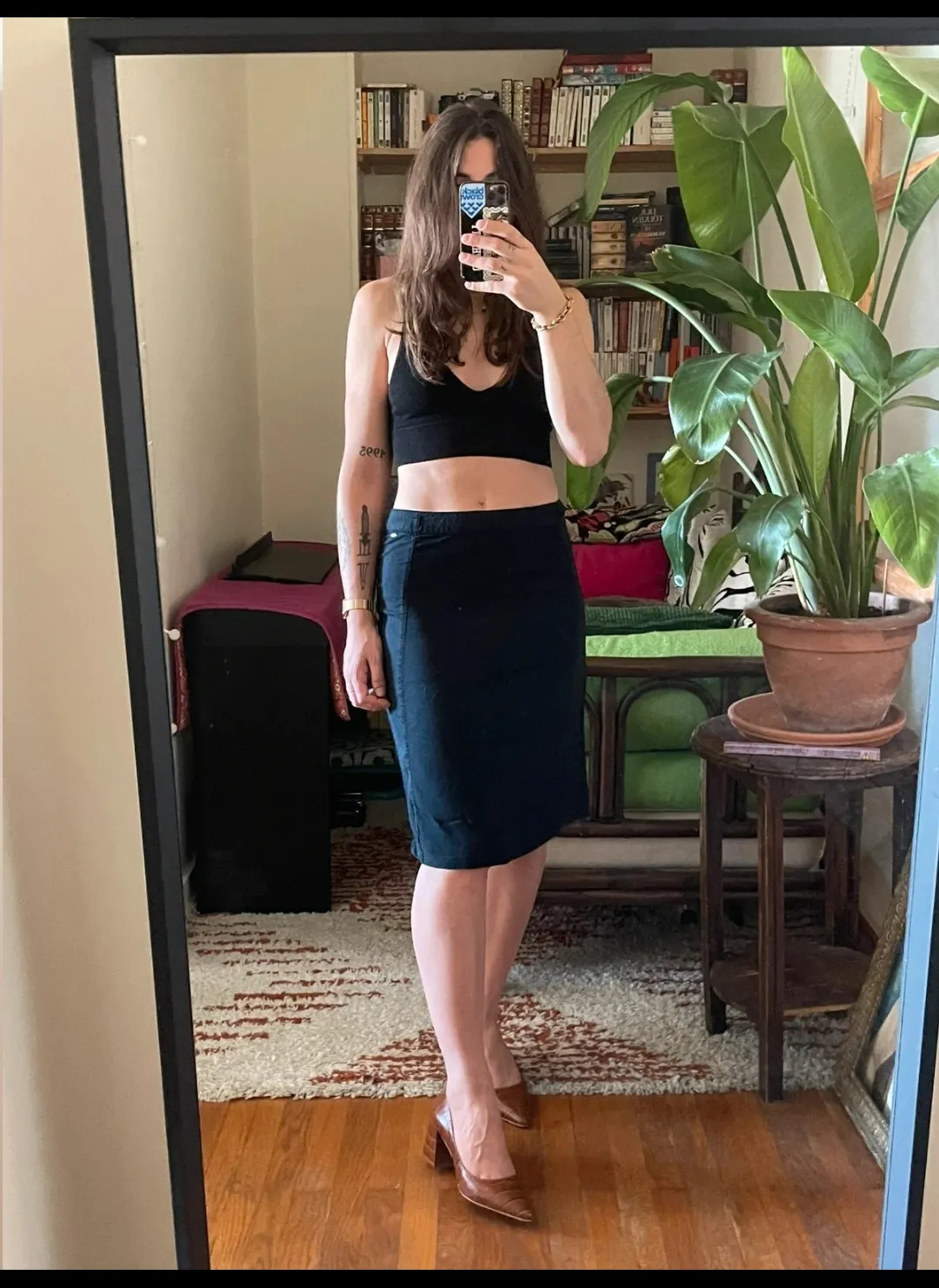 Ensemble crop top et jupe mi-longue bleu marine 3