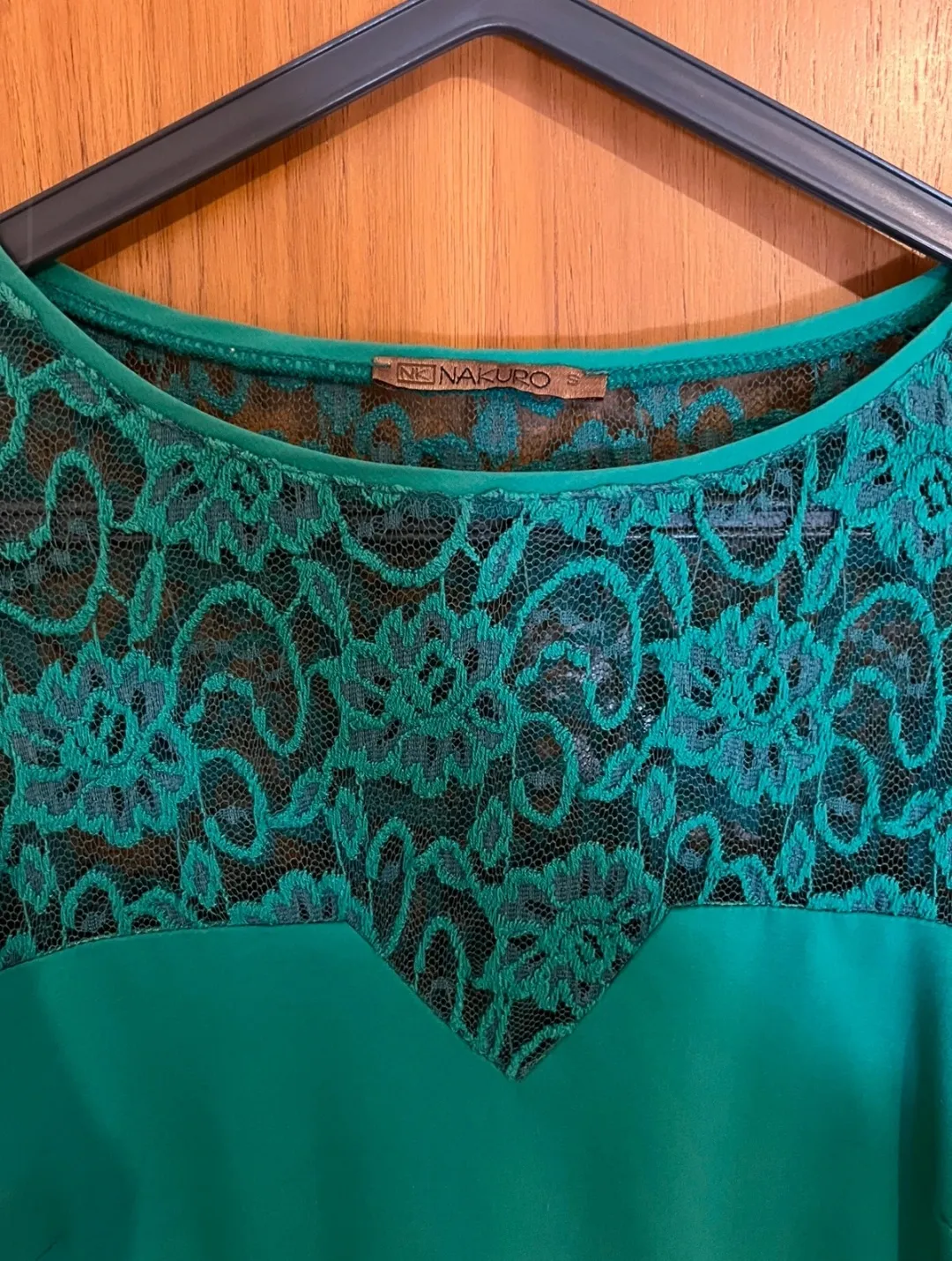 Green Lace Long Sleeve Tunic Dress 3