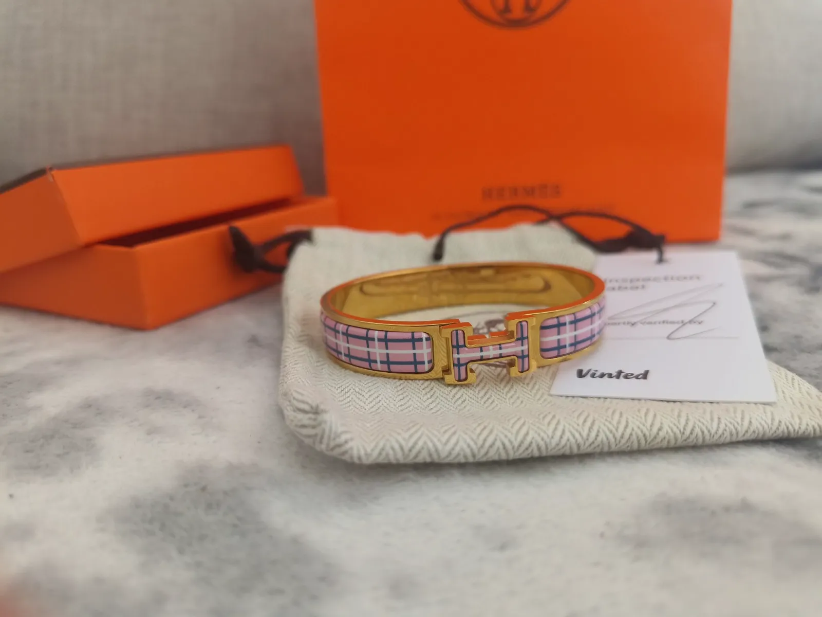 Bracelet Hermès Clic H émaillé motif carreaux – Hermès – taille Taille unique 3