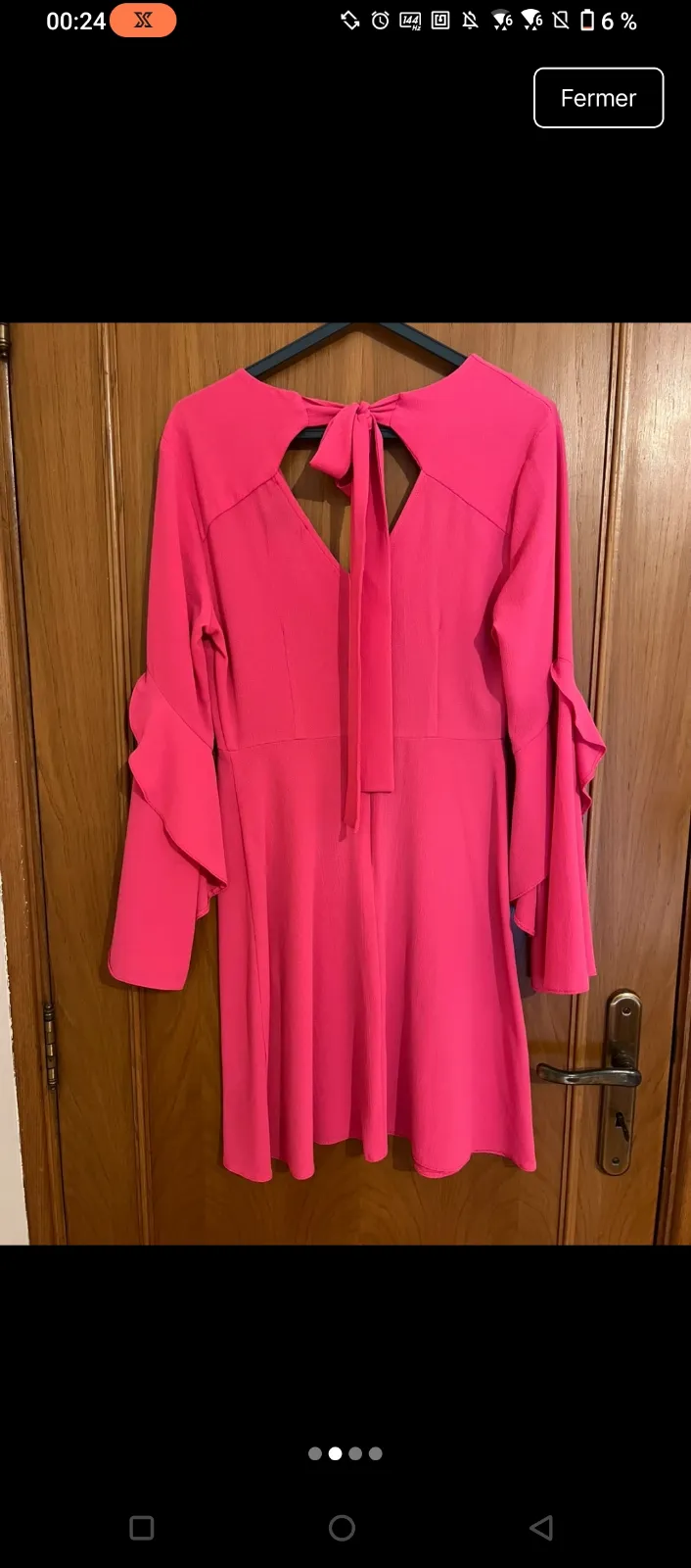 Robe rose fuschia manches volantées 4