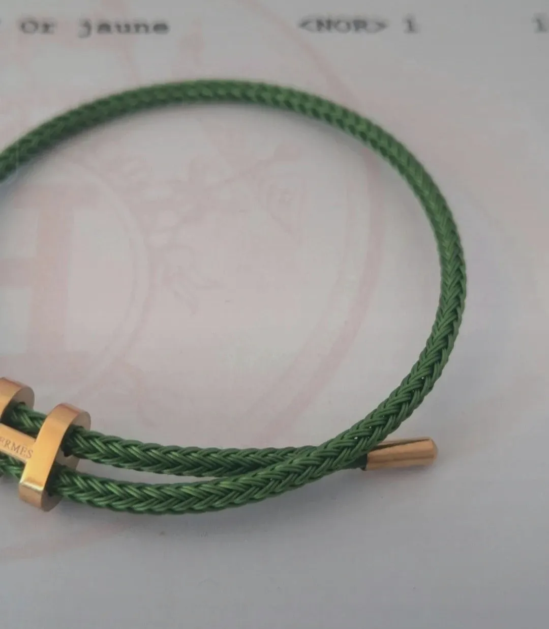 Bracelet Hermès en cordon tressé vert et fermoir H – Hermès – taille Taille unique 4