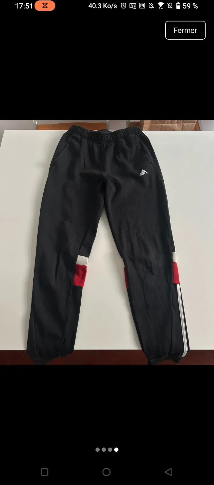 Pantalon Adidas jogging noir bandes rouge 5