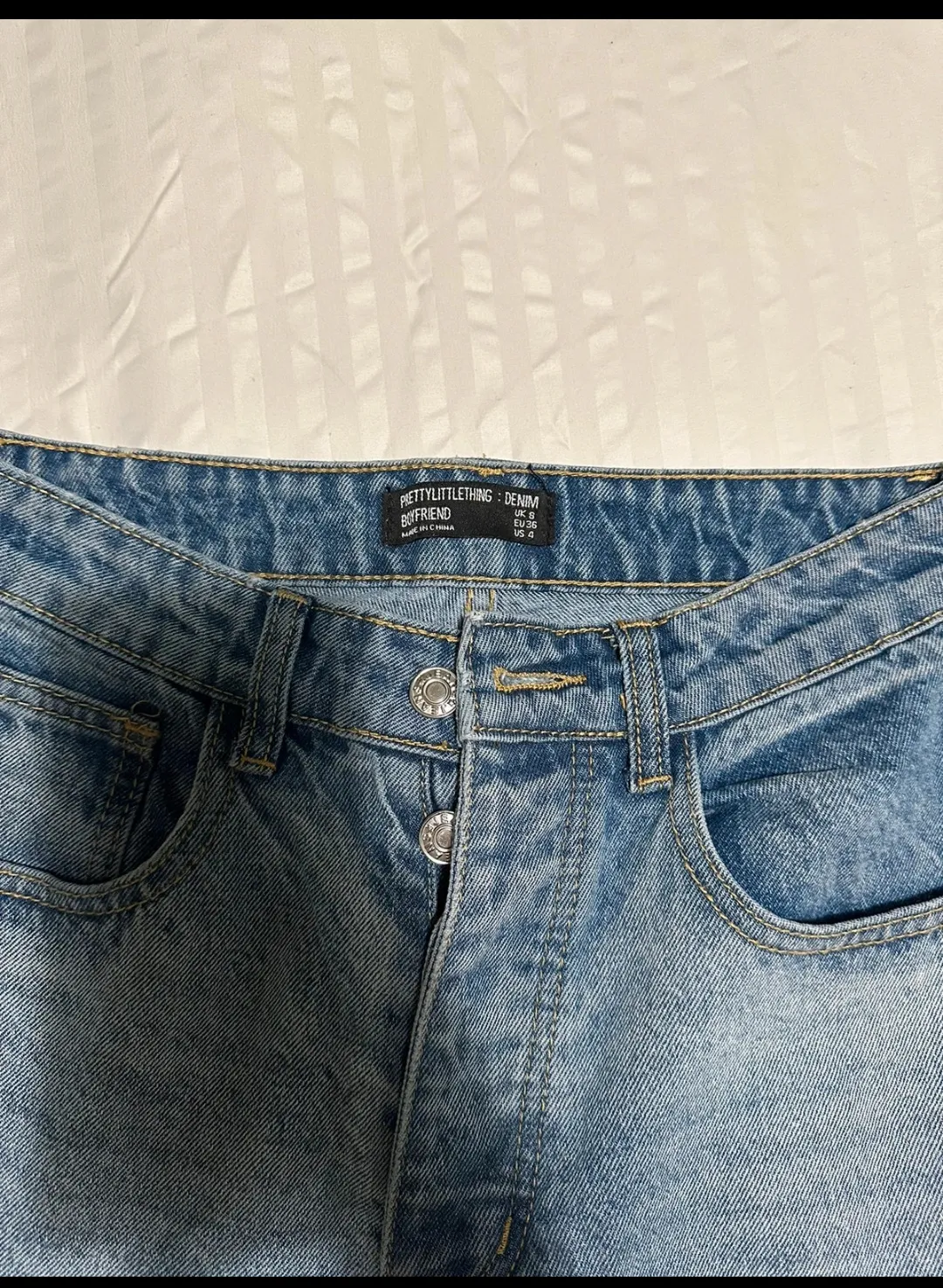 Jean bleu déchiré taille haute loose 4