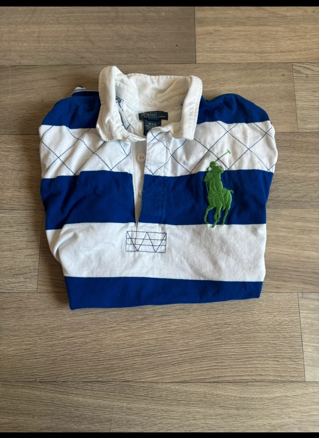 Polo rugby Polo Ralph Lauren rayé bleu blanc