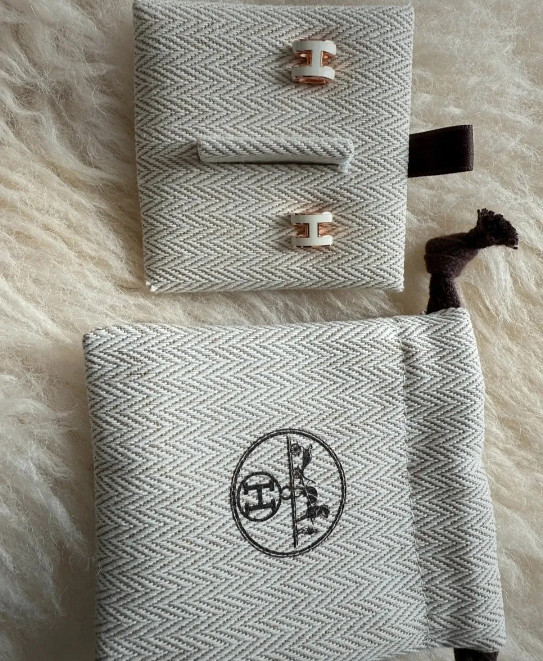 Boucles d'oreilles Hermès Le Plaqué Or Rose bijoux Mini Pop H 2