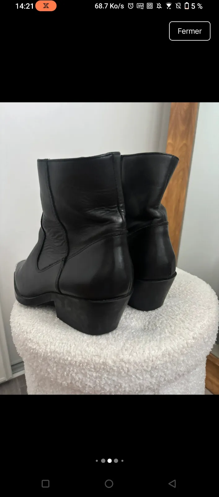 Bottines noires cuir talon bloc 5