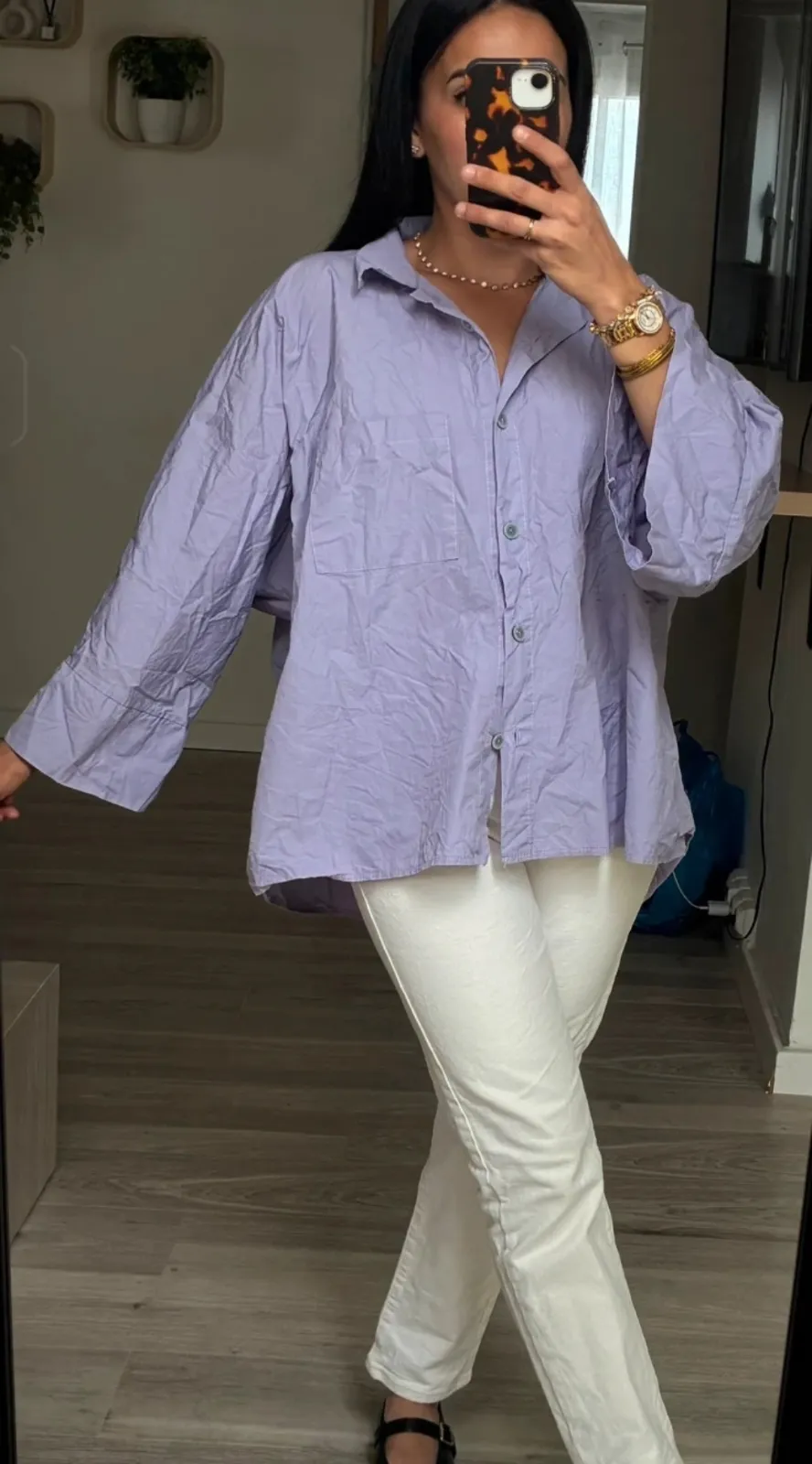 Chemise oversized violette clair 3