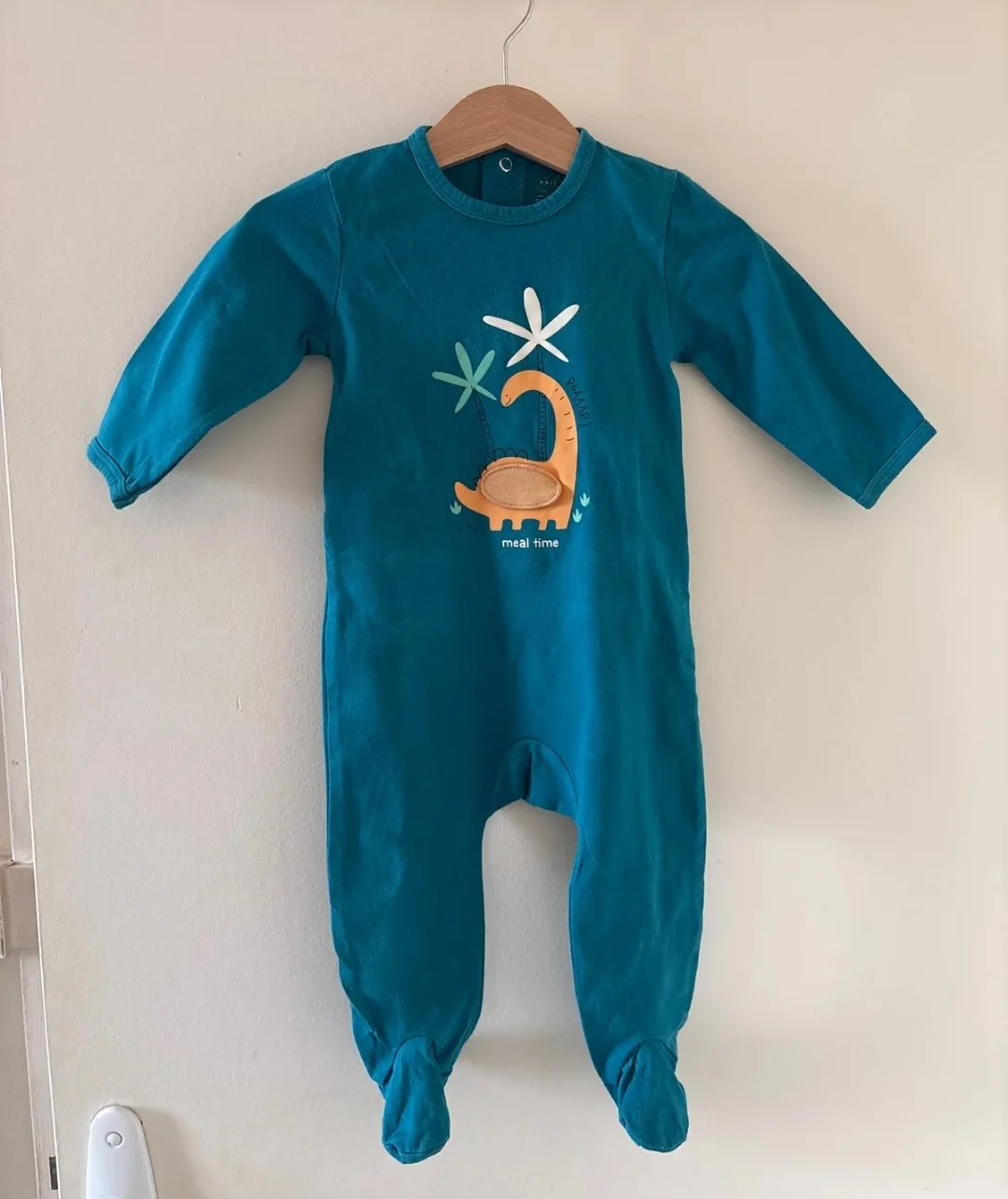 Pyjama bébé bleu pétrole motif dinosaure
