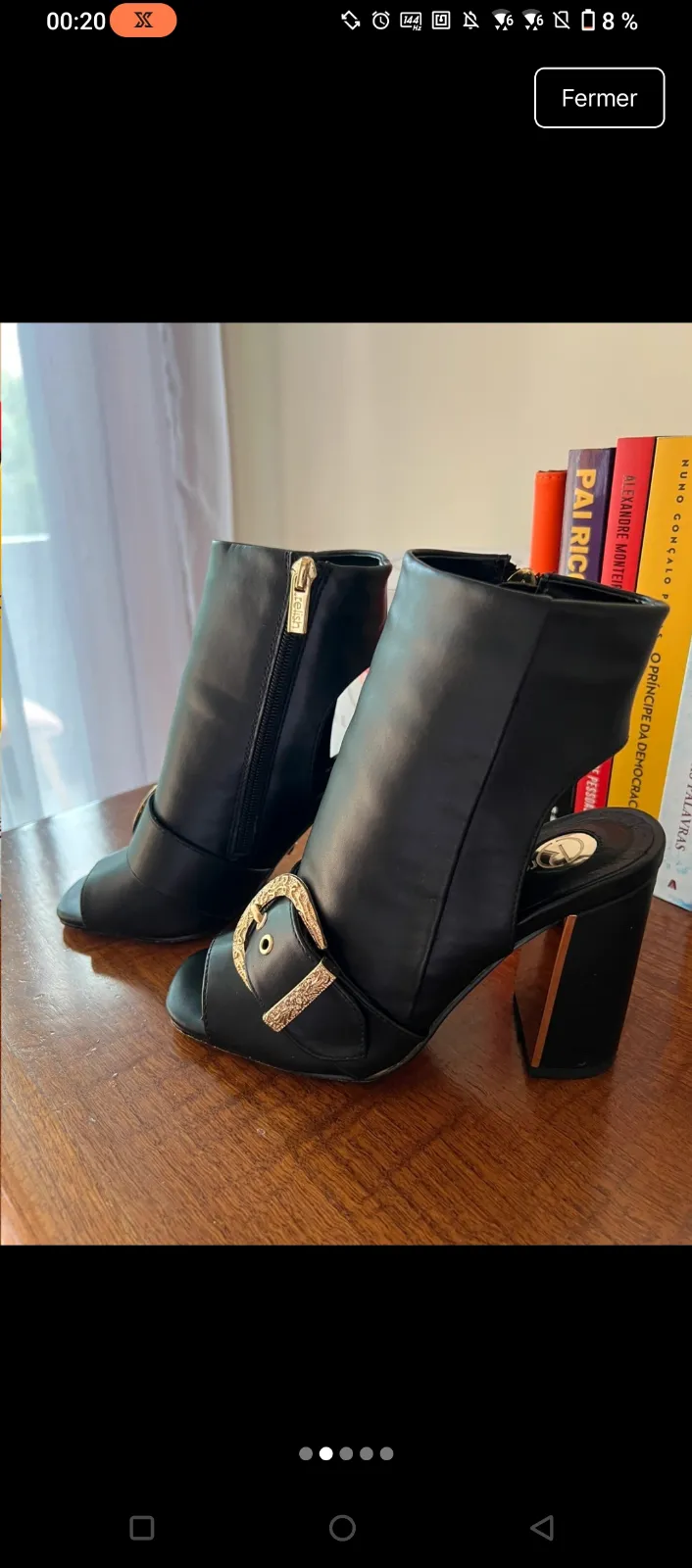 Black Leather Ankle Boots with Block Heel