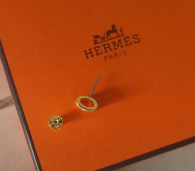 Boucles d'oreilles Hermès Le Plaqué Or Rose bijoux Mini Pop H 7