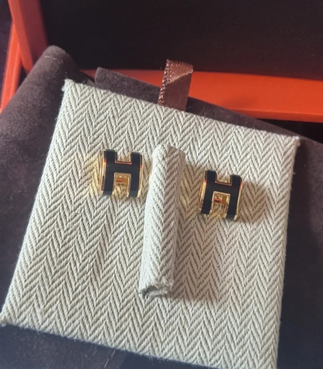 Boucles d'oreilles Hermès H dorées Pop H 2