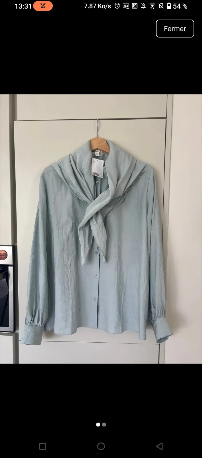Blouse grise cravate intégrée 5