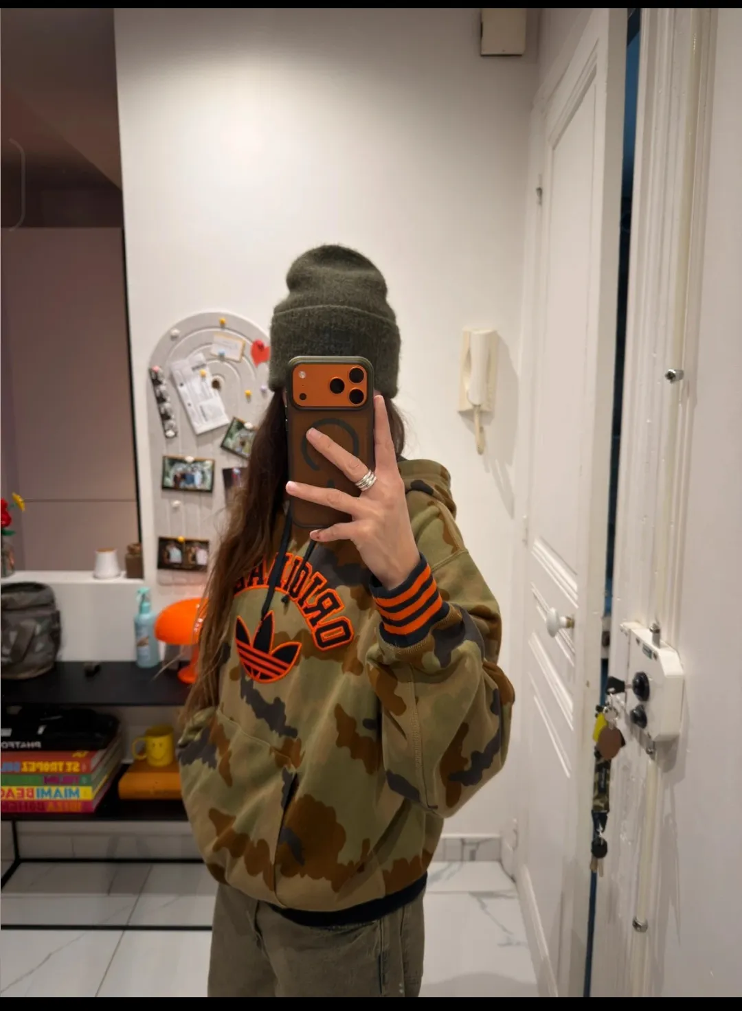 Adidas veste camouflage kaki orange 2