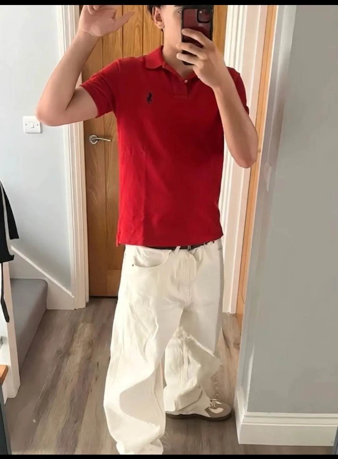 Polo rouge Ralph Lauren manches courtes homme