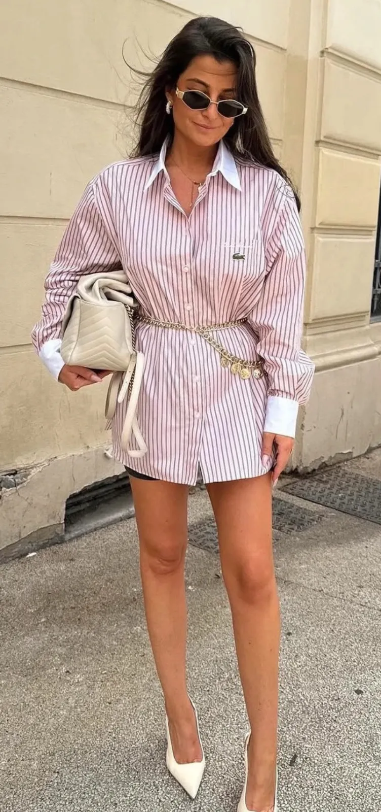 Pink Striped Shirt Dress Lacoste dress 3