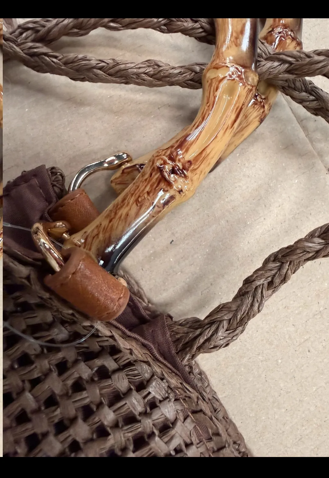 Sac Rive Gauche anses bambou taupe 4