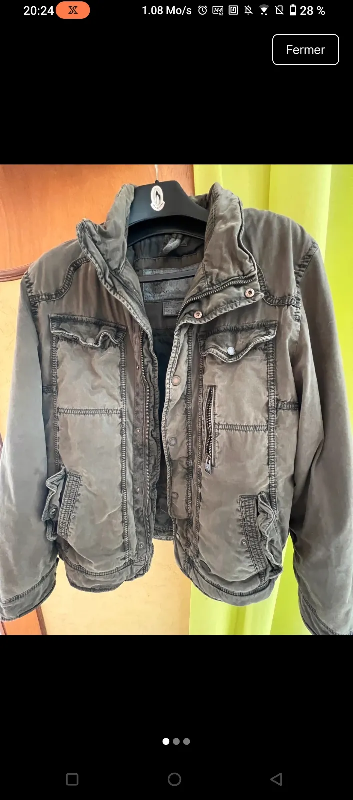 Veste Jean Grise Capuche Poches 4