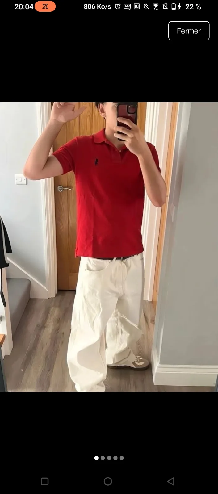 Polo rouge Ralph Lauren manches courtes homme 6