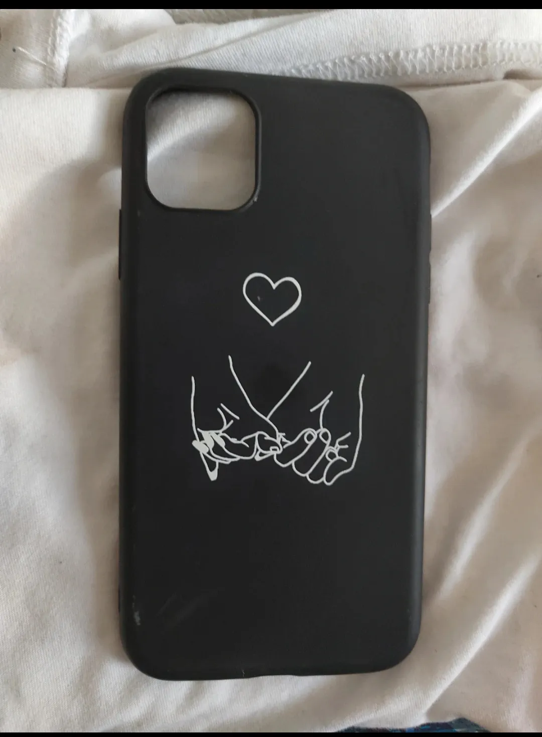 Coque de protection noire pour smartphone avec motif mains et coeur 2