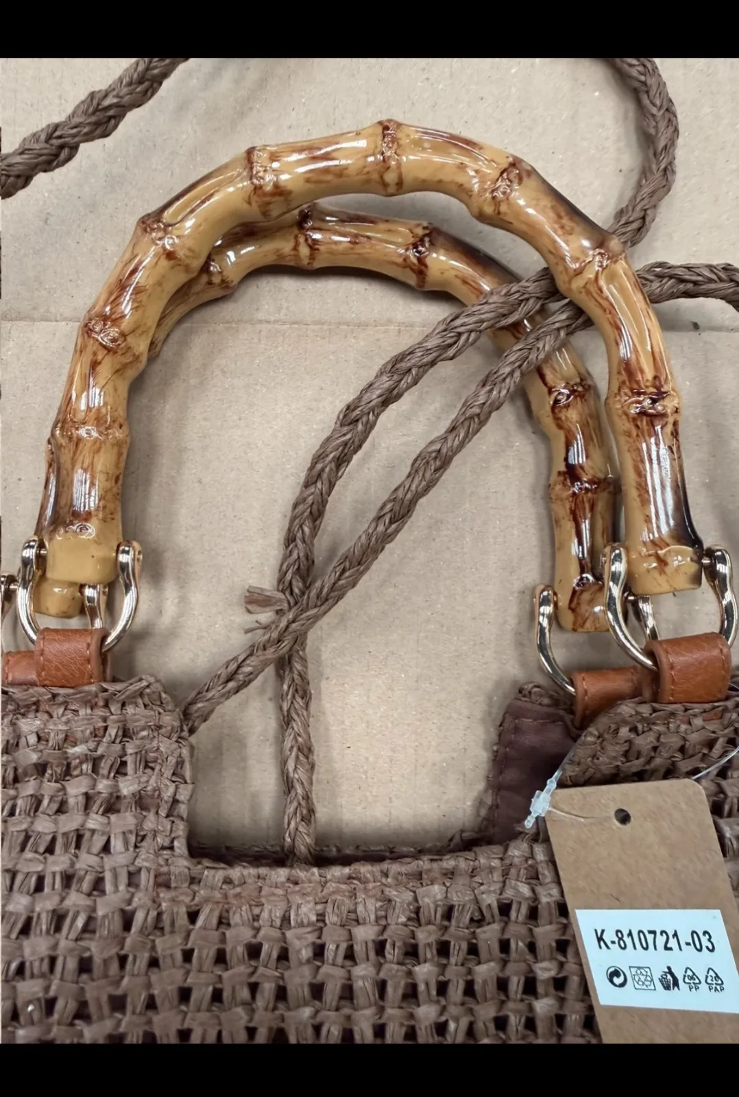 Sac Rive Gauche anses bambou taupe 5