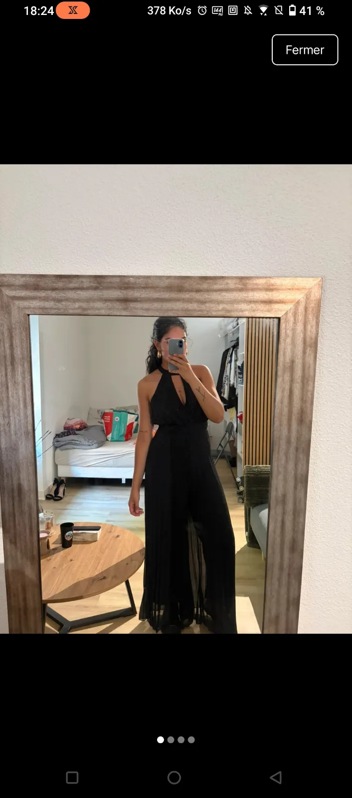 Robe longue noire dos nu élégante 5