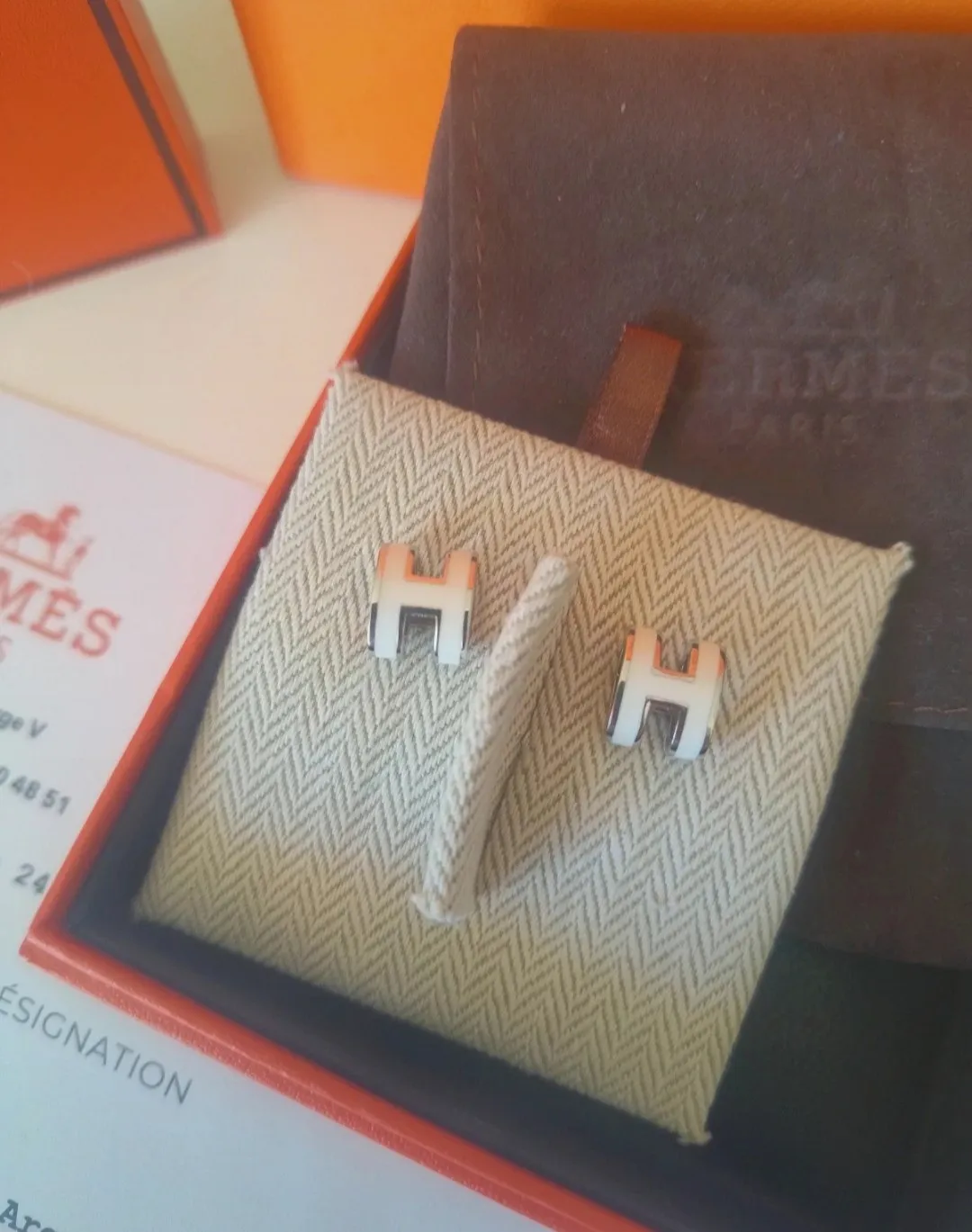 Boucles d'oreilles Hermès Pop H blanc et argent – Hermès – taille Taille unique 8
