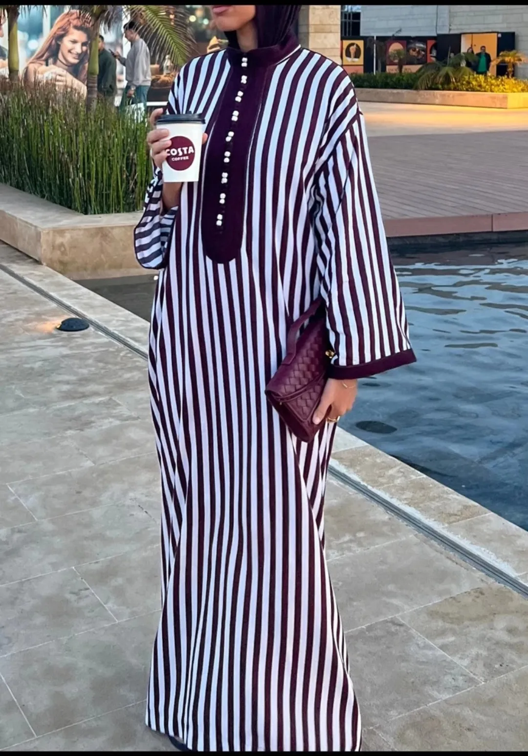 Robe longue rayée noir blanc