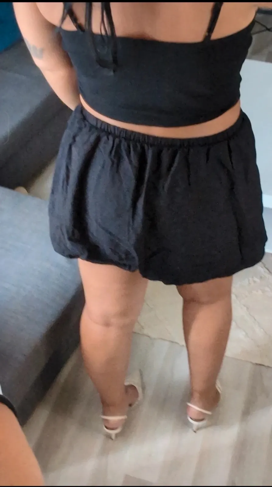 Black Crop Top and Shorts Set 2