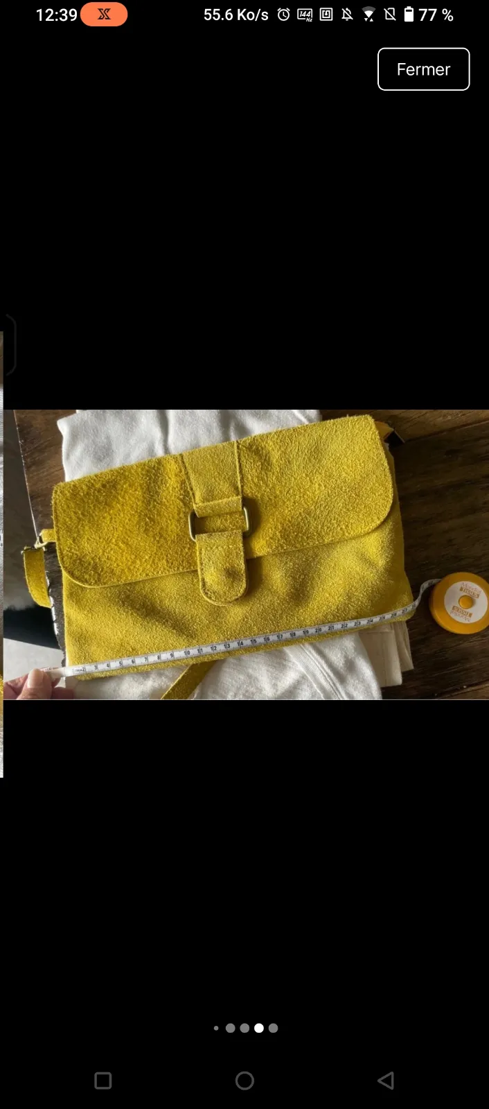 Sac bandoulière cuir jaune moutarde 8